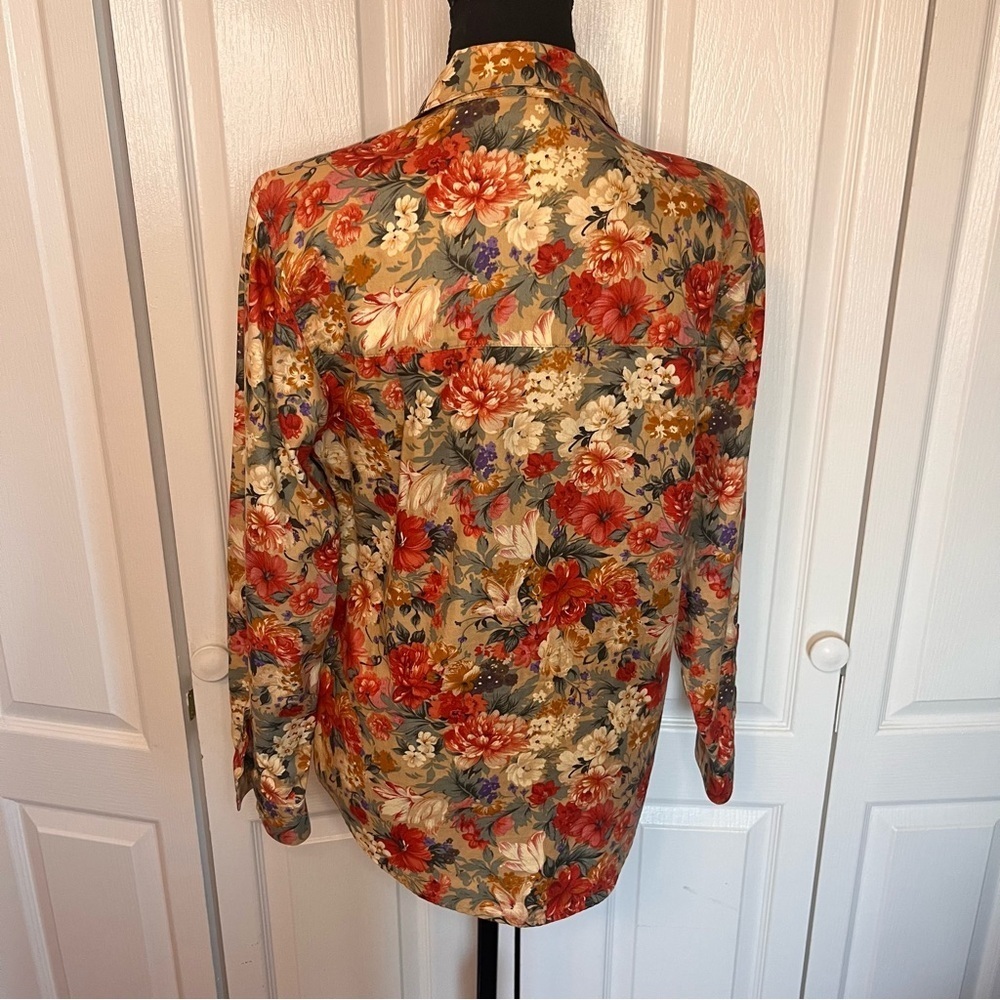 Orvis Floral Shirt S Made in USA Cotton Bold Garden Print Long Sleeve Button Up - Picture 7 of 10